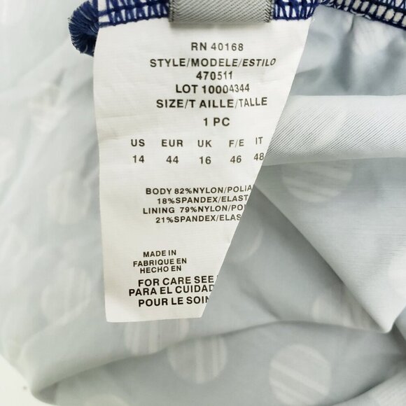 INC Swim Top Polka Dot‎ Print Halter Tankini Bandeau Navy Blue Plus Size 14 - Picture 7 of 12